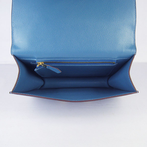 7A Hermes Oxhide Leather Message Bag Middle Blue H017